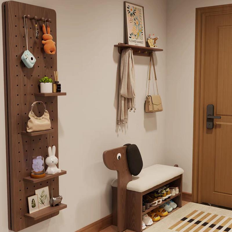 实木小狗换鞋凳穿鞋凳进门入户鞋柜坐凳一体门口家用可爱创意鞋架