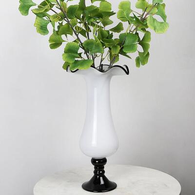 赫本风黑白中古手工玻璃风灯花瓶轻奢清新简约创意艺术插花摆件