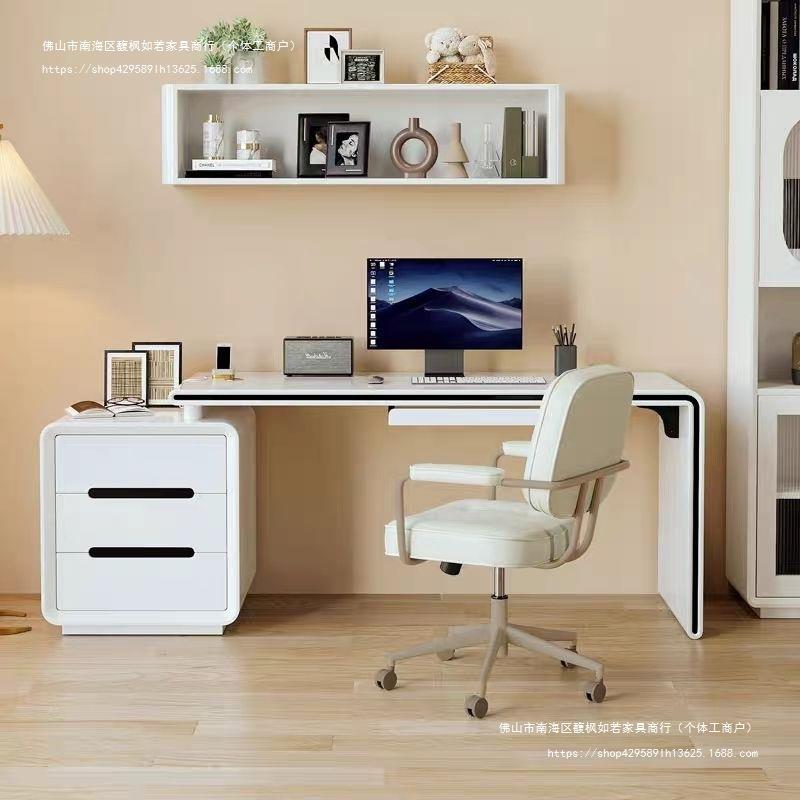 现代简约台式家用书桌卧室学习电脑桌伸缩小户型白色办公桌笔记本