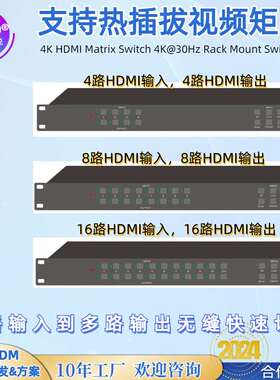 NH-TECH2024视频矩阵HDMI/DVI4K@30Hz⽀持热拔插多路拼接会议高清