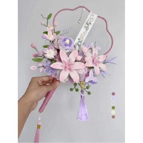 扭扭棒中式团扇新娘团扇扭扭棒手捧花手工编织花束送闺蜜结婚