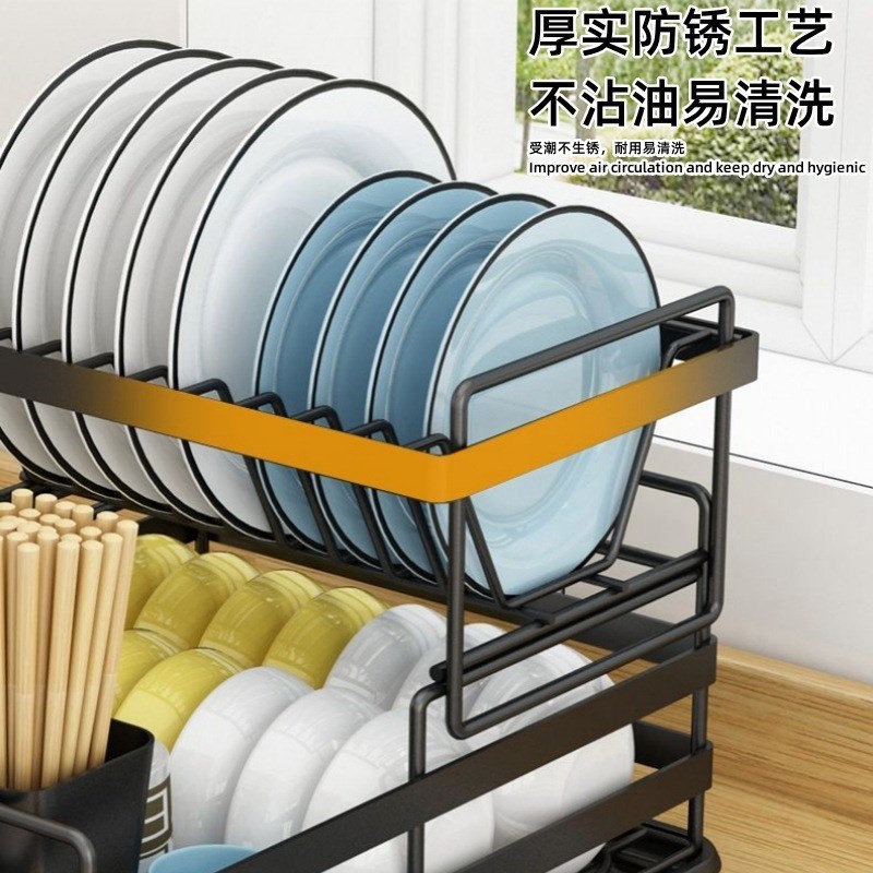 厨房沥水置物架碗碟碗筷收纳w架台面碗架水槽沥水架放碗盘收纳盒