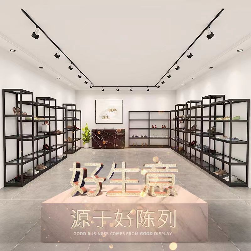 鞋店鞋架展示架自由组合多层鞋店包包货架落地服装店铺鞋架展示架