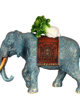 《福禄百财》全彩铜大象摆件招财中式新居乔迁礼品送朋友客厅摆设