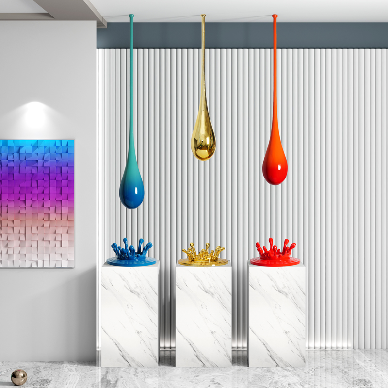 雕塑水滴吊饰装饰品酒店客厅售楼部天花吊顶挂件创意水花艺术摆件