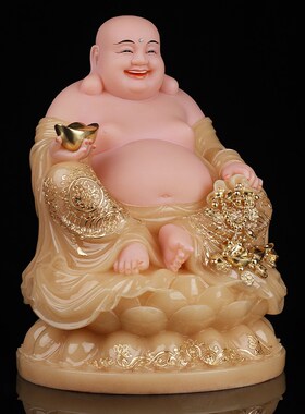 汉白玉黄玉弥勒佛菩萨佛像家用供奉笑佛大肚佛像开心佛招财摆件