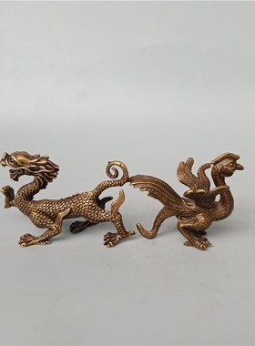 仿古黄铜四大神兽青龙白虎朱雀玄武一套四灵兽家居客厅摆件