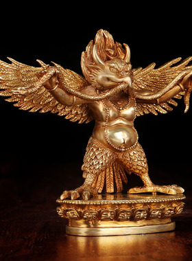 速发藏式摆件 金翅大鹏鸟纯铜鎏金铜像 高厘米