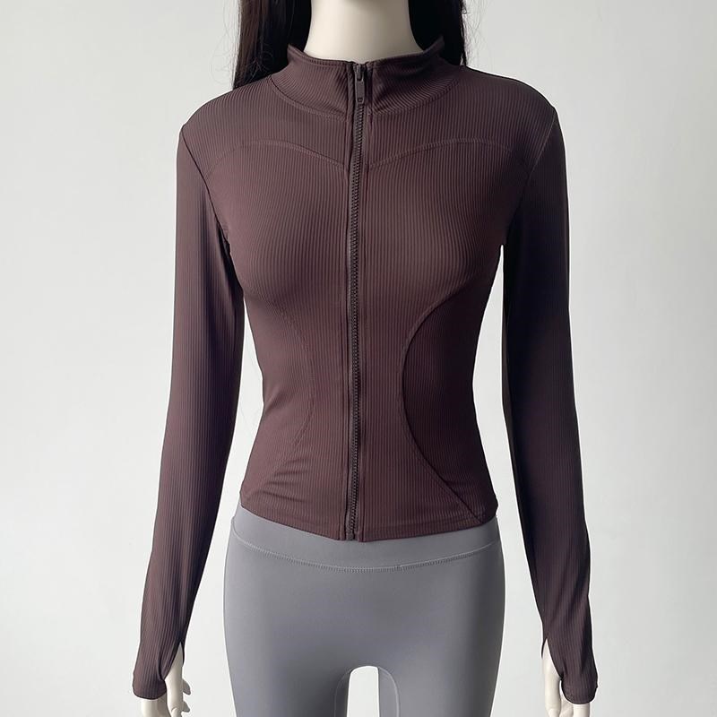 新款瑜伽服上衣女紧身长袖健身服晨跑训练专业吸汗速干运动外套秋