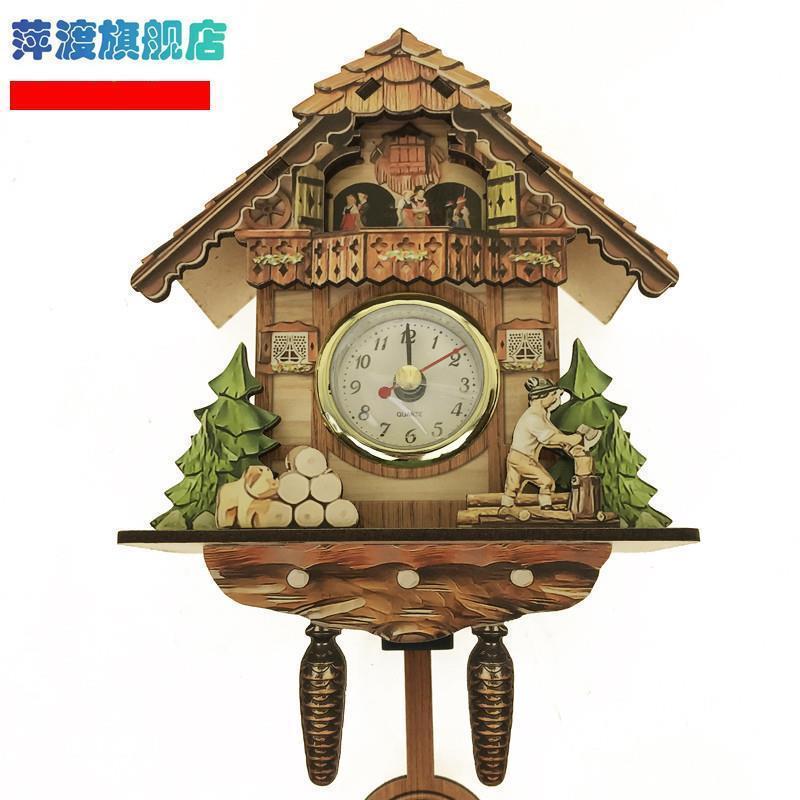 整报点时布谷鸟挂钟咕咕闹钟北欧复古风格时钟木质客厅钟表挂饰