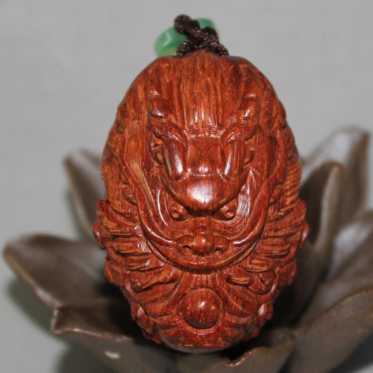 厂家小叶紫檀龙头手把件 印度小叶摆件 雕刻手摆件 龙牌