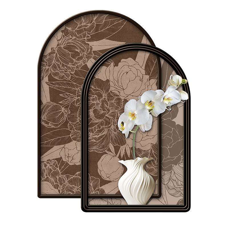 中古风玄关走廊装饰画复古客厅沙发墙壁落地画带灯氛围感餐厅挂画