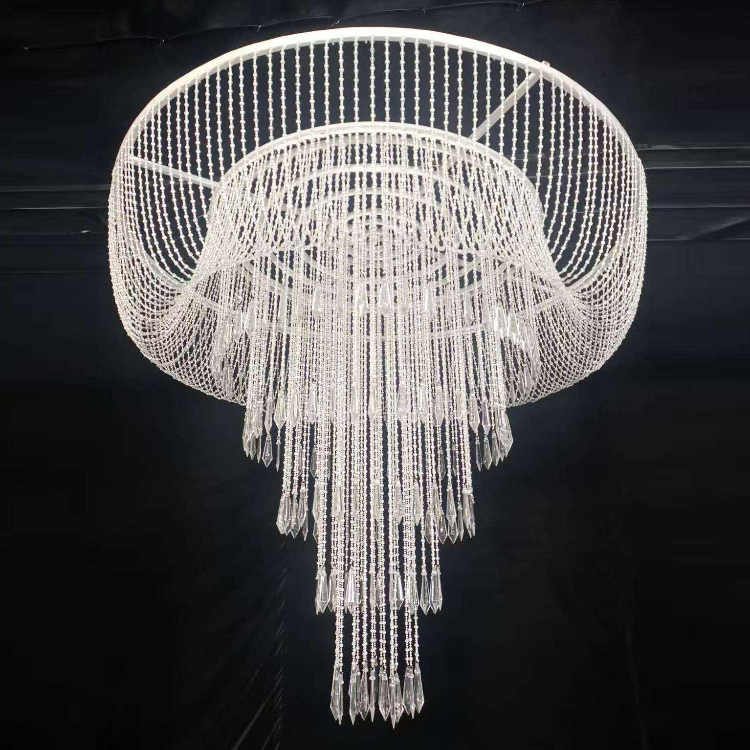 新款婚庆道具水晶亚克力珠帘吊顶婚礼现场吊灯挂件舞台布置水晶灯