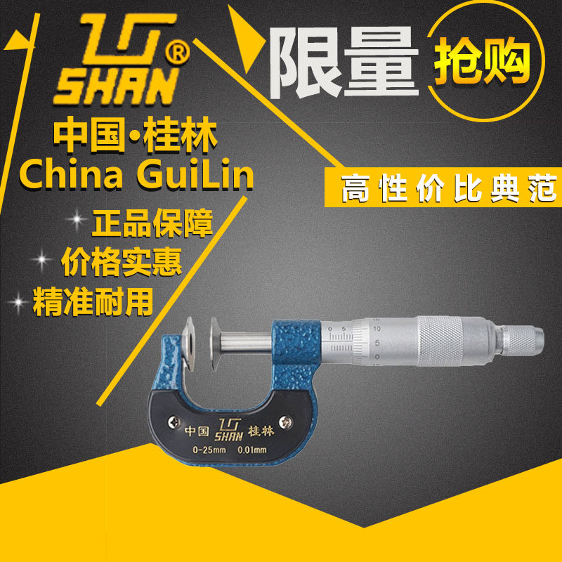 桂量桂林公法线千分尺0-25-50-75-100-200-300mm齿轮纸张测量