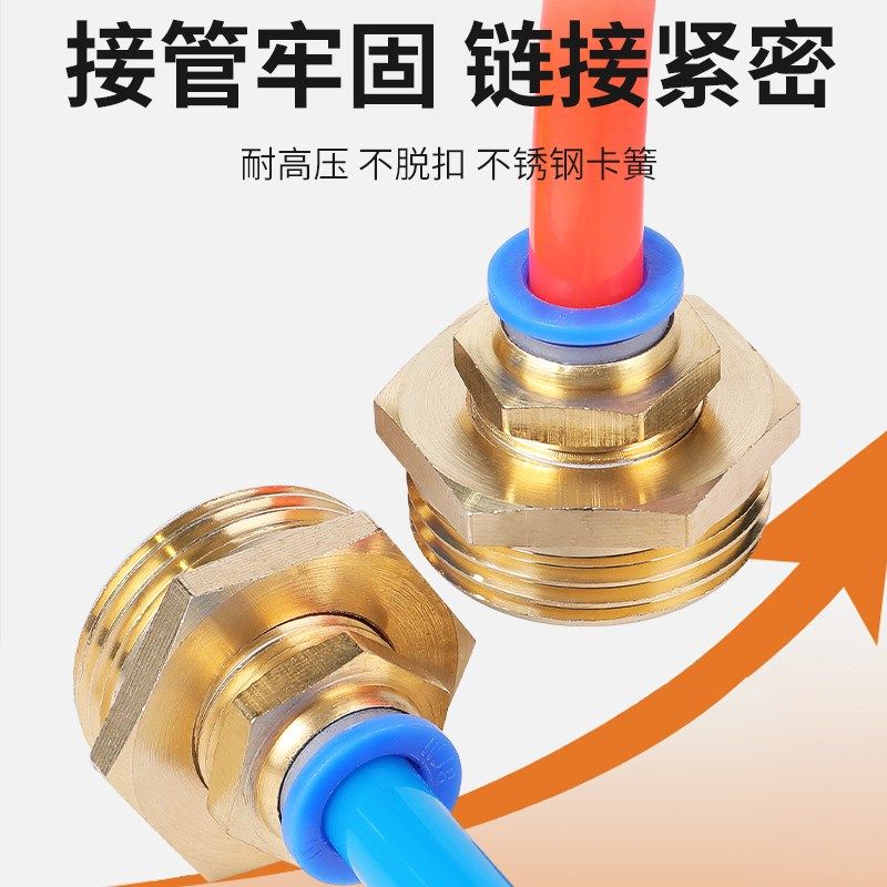 一寸DN25外螺纹20外丝15气动6分快插PC直通接头PU管12mm快速气管