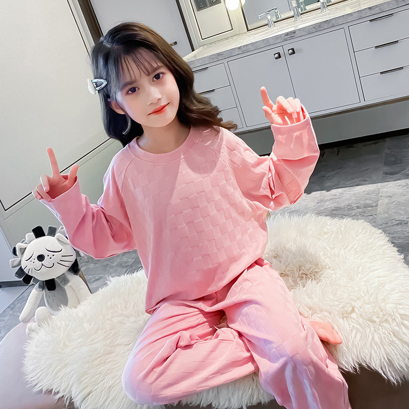 女童纯棉睡衣春秋款长袖新款儿童家居服女孩大童秋季长款全棉套装