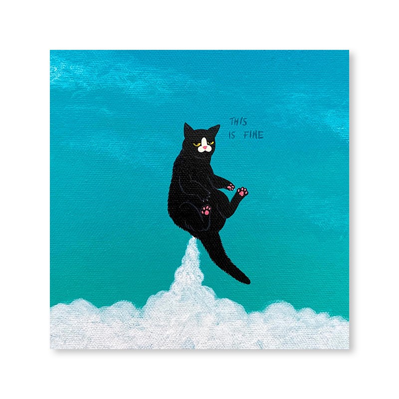 多巴胺时尚有趣可爱的猫装饰画奶油风格入口餐厅客厅卧室挂画图片
