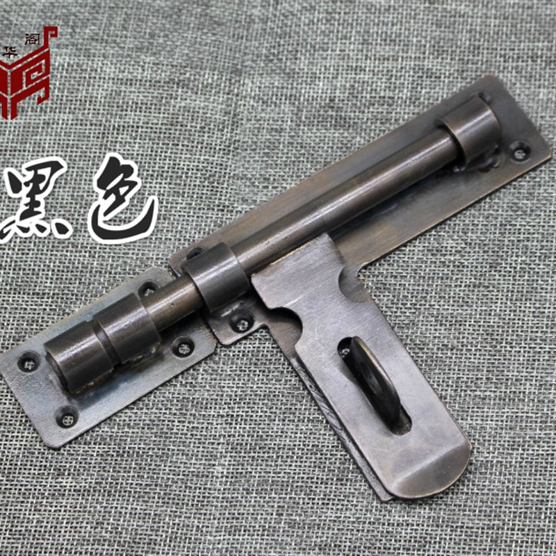 仿古纯铜中式大门门栓门闩插销复古门锁H门扣古建花园别墅实木门