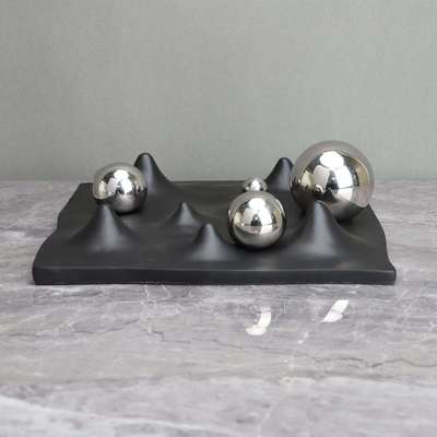 现代简约黑白树脂动感棋盘样板房电视柜卧室书房客厅餐厅玄关饰品