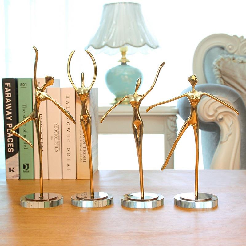 跨境北欧芭蕾舞者铜摆件女孩艺术客厅公主房间桌面家居软装饰品礼