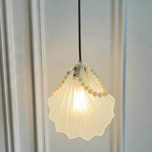 法式卧室床头吊灯复古水晶玻璃餐厅小吊灯羽毛单头吊线玄关过道灯