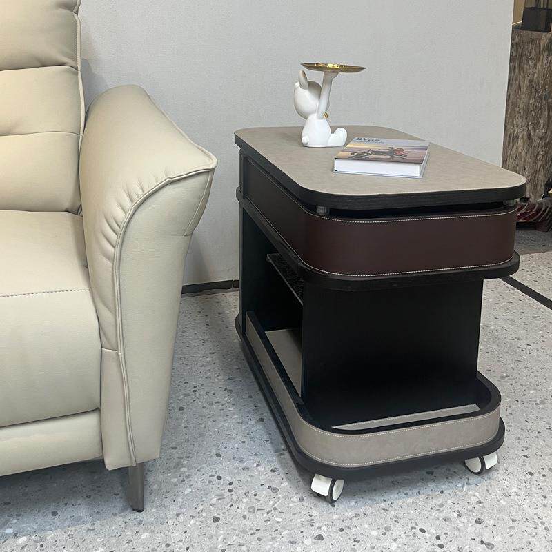 意式极简移动茶几小推车边几多功能客厅沙发边柜小户型创意马鞍皮