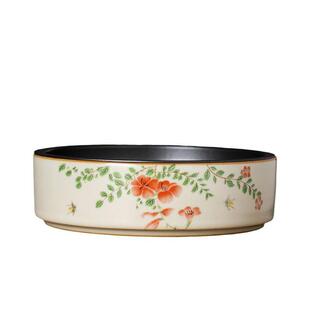 汝窑大红花中式复古陶瓷壶承高端盖碗茶杯圆形壶托可蓄水式干泡台