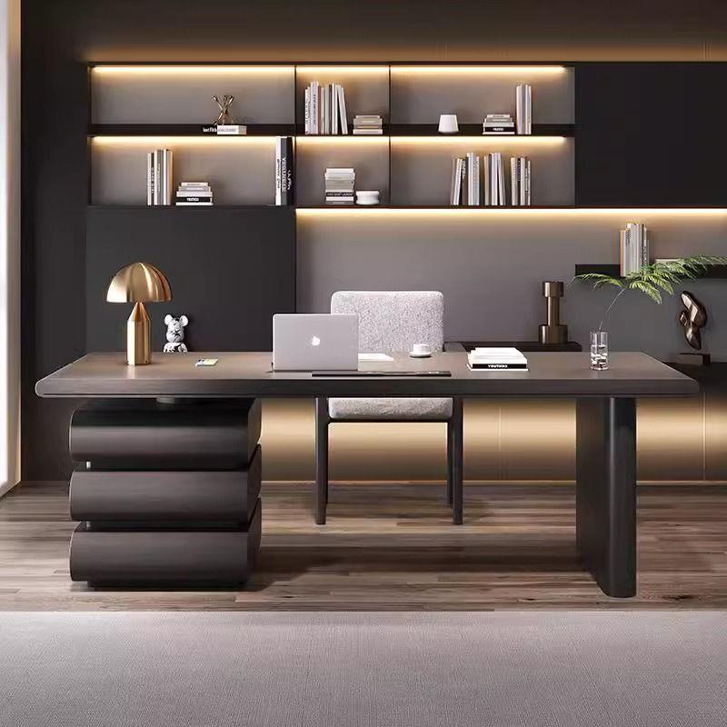 意式极简实木书桌家用客厅书房电脑桌轻奢现代高档医美咨询办公桌