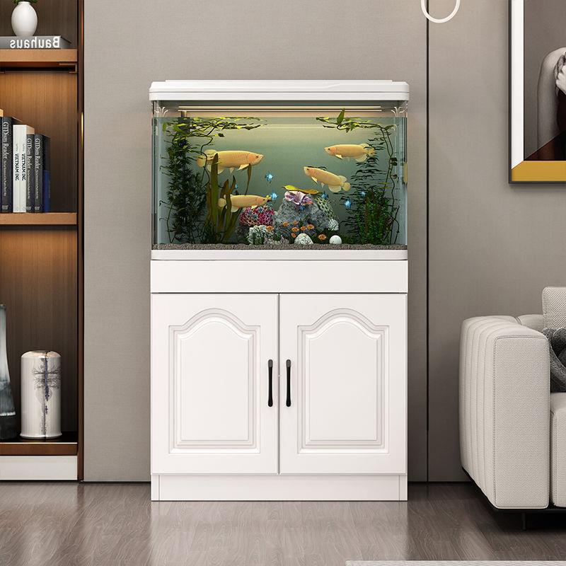 鱼缸一体柜带隔层家用落地中型热弯免换水桌面造景玻璃生态水族箱
