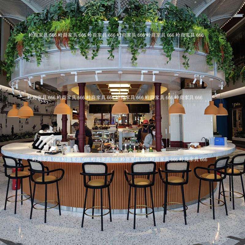 网红甜品奶茶店前台轻奢高脚靠背餐椅中式设计师创意高椅子酒吧椅