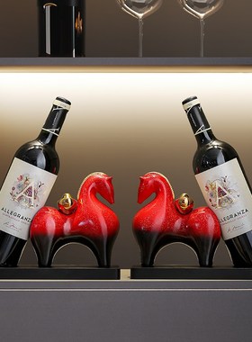 马上有钱酒架客厅酒柜轻奢高档马摆件乔迁新居红酒瓶酒托家居装饰
