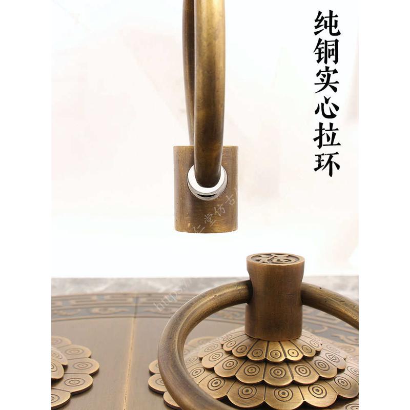中式纯铜大门拉手加粗铜门环门把手圆形仿古复古木门门锁插销门栓