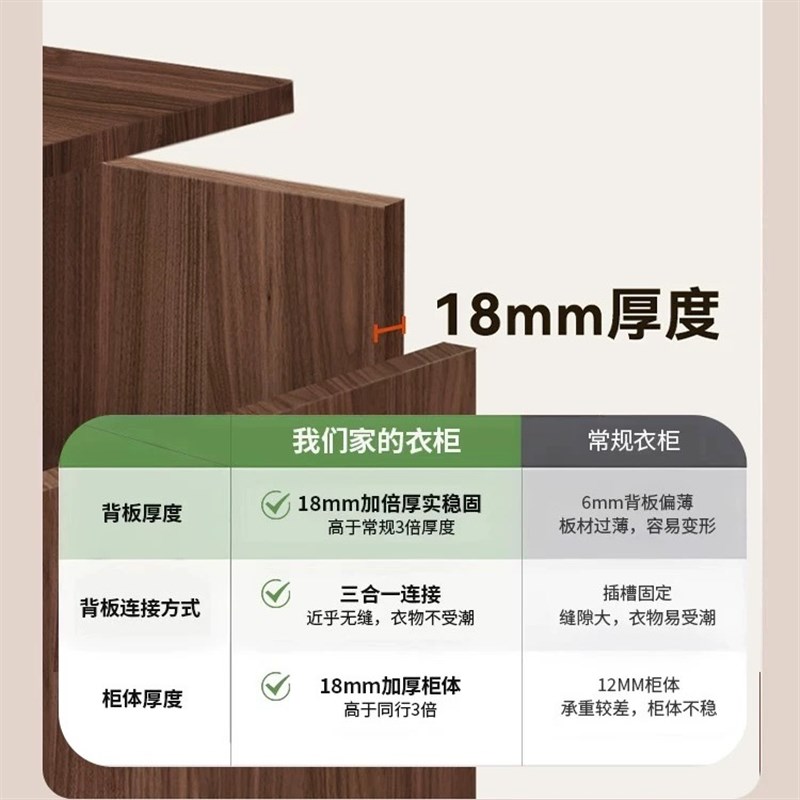 2025新款中古风实木欧松板衣柜卧室家用收纳柜储物柜复古大衣橱