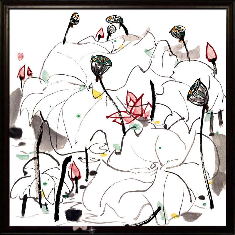 景德镇瓷板画 荷花 装饰画竖画 挂画 瓷版画 陶瓷画 墙画 艺术品图片