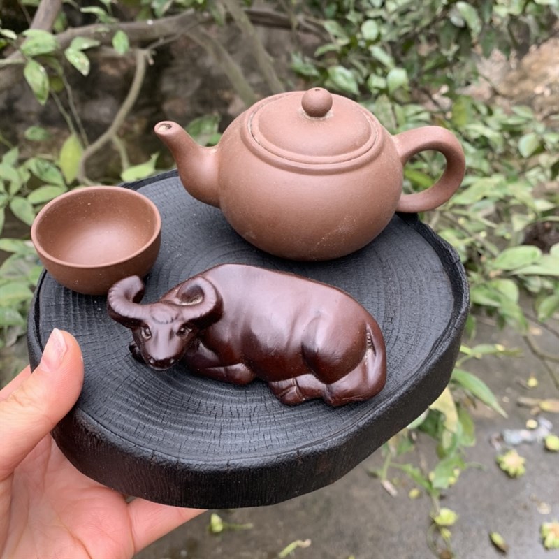 香樟木碳化实木壶承花盆底座随型诧寂风干泡茶道带边茶盘黑色木头