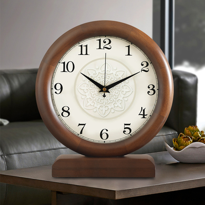 实木座钟客厅现代简约桌面台式w2024新款钟表轻奢高档摆件时钟静