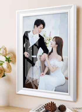 婚纱照相框挂墙欧式现代简约白色16 24 3J0 48寸大相框加照片冲印