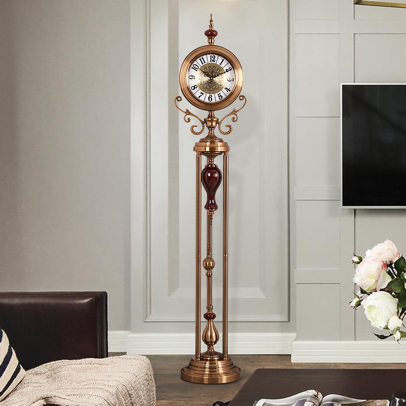 美式落地钟立式客厅时钟摆件欧式别墅奢华钟表装饰站款大摆钟座钟