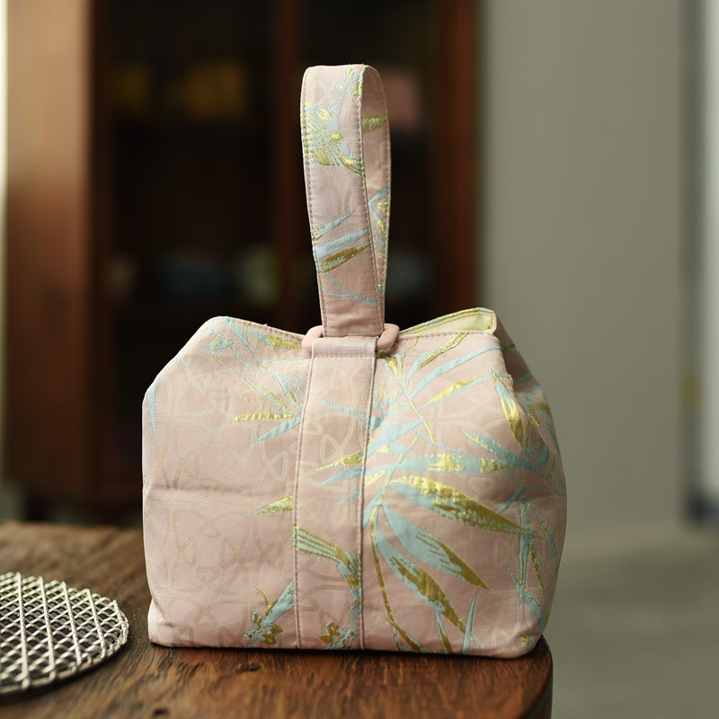 高档手提文玩首饰化妆品收纳布袋大号一壶二杯茶具旅行茶壶包装袋