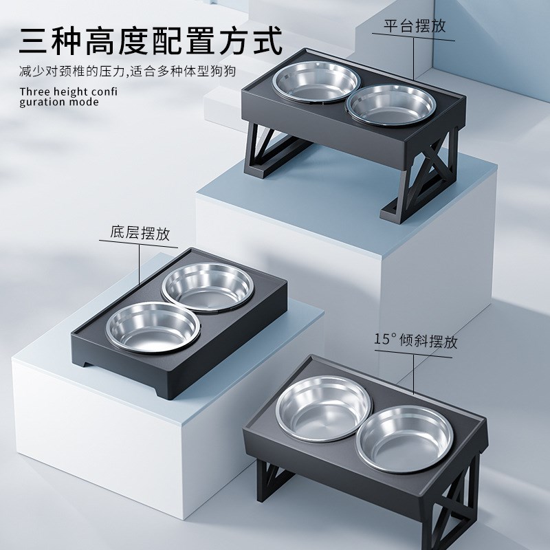 宠物喂食器慢食碗大型犬饮水器猫碗增高架狗碗狗盆防打翻不锈钢