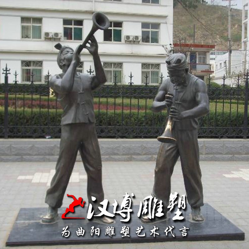 吹唢呐人物铜雕塑定制音乐雕塑陕北民俗雕塑城市广场景观小品雕塑