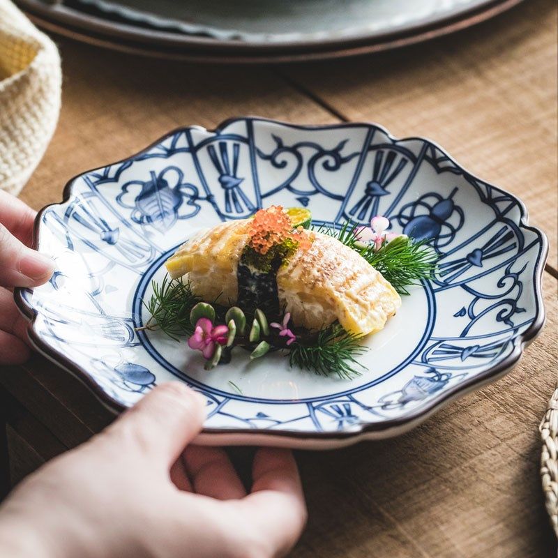 手绘青花盘子陶瓷精致漂亮的盘子寿司盘日料盘凉菜盘商用餐具盘子,餐饮具,盘,淘宝优惠券,粉丝福利购,淘宝优惠卷