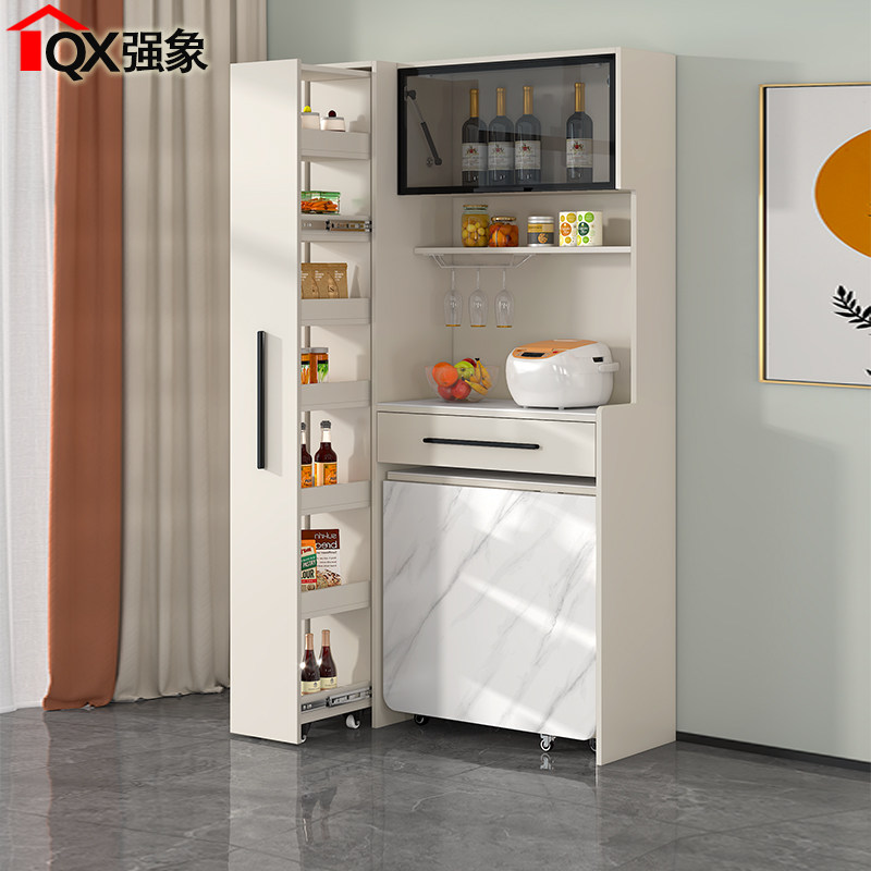 奶油风岩板餐边柜餐桌一体靠墙简约多功能厨房储物柜折叠桌G226,住宅家具,餐边柜,淘宝优惠券,粉丝福利购,淘宝优惠卷