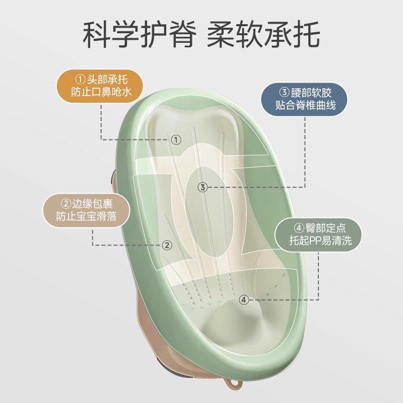 贝肽斯婴儿洗澡躺托神器新生儿宝宝可坐躺硅胶垫浴网架防滑浴床椅