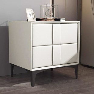 直观家具床头柜现代简约小户型家用皮艺面实木卧室床边迷你置物柜