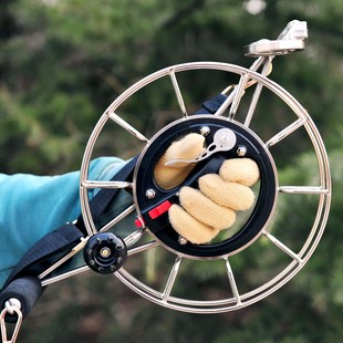 风筝线盘轮盘高档不锈钢成人大型收线器带K刹车背带轮手握轮摇线