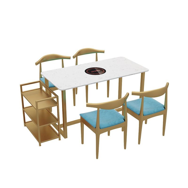 大理石烤肉店桌椅组合火锅开洞烤肉桌子餐馆商用烧烤店大排档餐桌