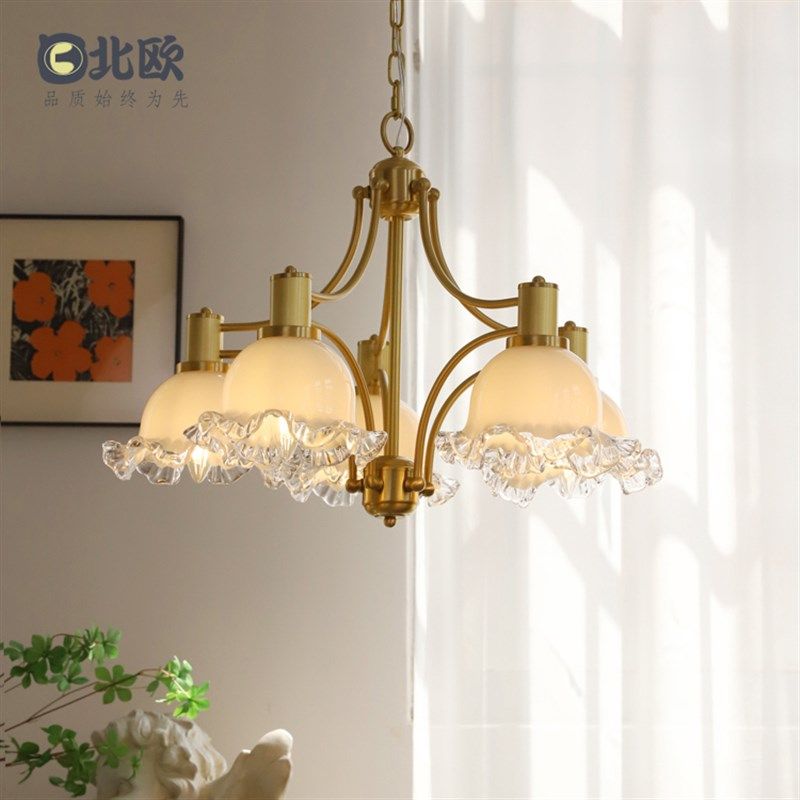 法式奶白色玻璃灯罩铜吊灯 美式田园中古衣帽间书房餐厅卧室灯具,家装灯饰光源,卧室/书房吊灯,淘宝优惠券,粉丝福利购,淘宝优惠卷