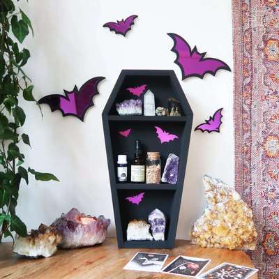 Mirrored Purple Bat Coffin Shelf 紫色镜子蝙蝠棺材架子