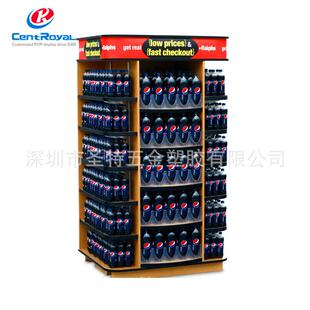 厂家来样设计加工 3面木头货架 超市饮料立式展架 可乐展示架